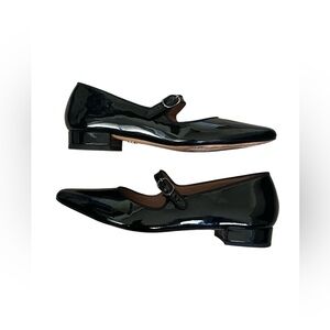 AlexaChung Black Patent Pointed Toe Mary Jane Heeled Flats EU 37